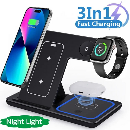 DG Voltivo Foldable 3-in-1 Wireless Charging Station with Night Light